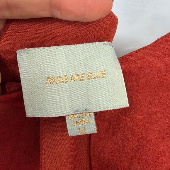 Skies are Blue Faux Suede Dress Sz M Soft Grunge Whimsigoth Y2K Rust Earthy Lace - Picture 7 of 9